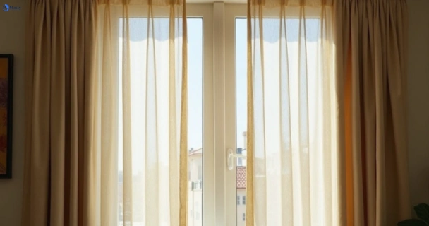 Dull dusty drapes in avalon-vic before professional cleaning
